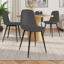 Set 4 sedie in similpelle grigio con gambe in metallo nero - Finesse