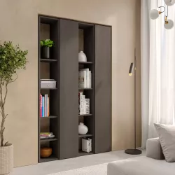 Libreria 112x186h cm 4 elementi lava con vani a giorno e 2 ante - Clary