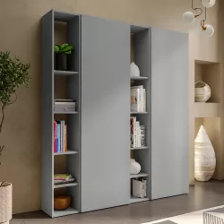 Libreria 166x186h cm 4 elementi ardesia con vani a giorno e 2 ante - Clary