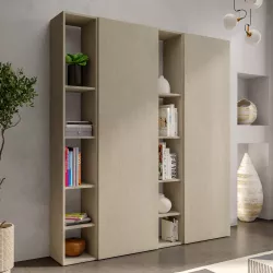 Libreria 166x186h cm 4 elementi argilla con vani a giorno e 2 ante - Clary