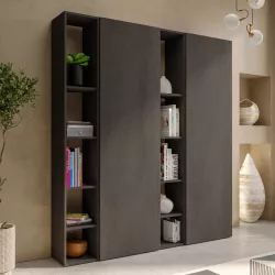 Libreria 166x186h cm 4 elementi lava con vani a giorno e 2 ante - Clary