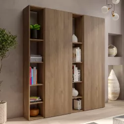 Libreria 166x186h cm 4 elementi mercure con vani a giorno e 2 ante - Clary