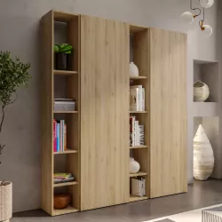 Libreria 166x186h cm 4 elementi cadiz con vani a giorno e 2 ante - Clary