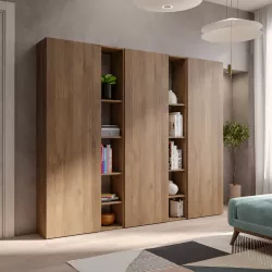 Libreria 221x186h cm 5 elementi mercure con vani a giorno e 3 ante - Clary