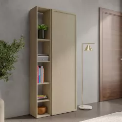 Libreria 83x186h cm 2 elementi in argilla con vani a giorno e anta con cornice - Clary