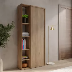 Libreria 83x186h cm 2 elementi mercure con vani a giorno e anta con cornice - Clary