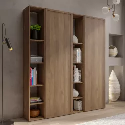 Libreria 166x186h cm 4 elementi mercure con vani a giorno e 2 ante con cornice - Clary