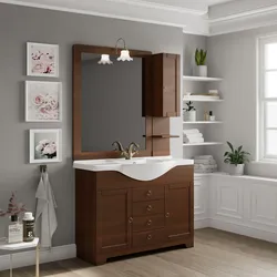 Mobile bagno a terra 105 cm noce e specchiera con pensile dx - Carmel