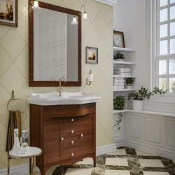 Mobile bagno a terra con ante e cassetti 115 cm noce con specchiera e applique - Carmel