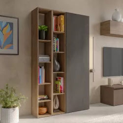 Libreria 111x186h cm 3 elementi con vani a giorno mercure e anta lava - Clary