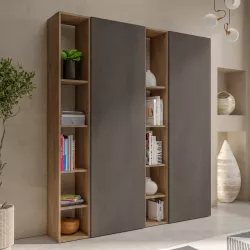 Libreria 166x186h cm 4 elementi con vani a giorno mercure e 2 ante lava - Clary