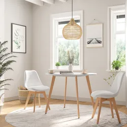 Tavolo 100 cm con top bianco opaco e gambe in legno di faggio - Alborg