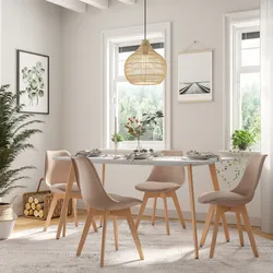 Tavolo 150x80 cm con top bianco opaco e gambe in legno di faggio - Alborg