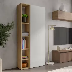 Libreria 83x186h cm 2 elementi con vani a giorno cadiz e anta bianco lucido - Clary