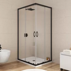 Box doccia 70X90 cm scorrevole con vetro trasparente e profilo nero opaco 185h - Lite