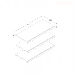 Set 3 mensole per armadio Gilde 220x62x217,5 h cm in legno grafite