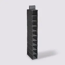 Organizer verticale 120h cm per armadio effetto tessuto antracite con 10 ripiani