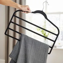 Set 2 grucce per pantaloni a 4 livelli nero con gancio in metallo