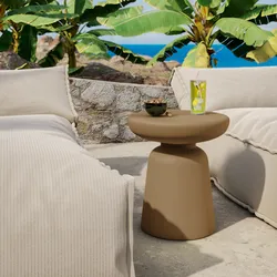 Tavolino da giardino rotondo 40 cm in polipropilene cappuccino - Dingo