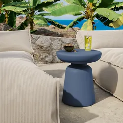 Tavolino da giardino rotondo 40 cm in polipropilene blu oceano - Dingo