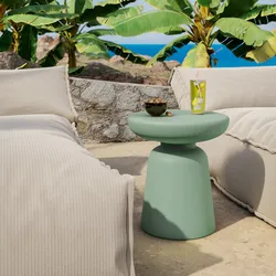 Tavolino da giardino rotondo 40 cm in polipropilene verde smeraldo - Dingo