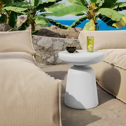 Tavolino da giardino rotondo 40 cm in polipropilene bianco - Dingo