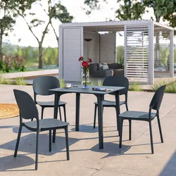 Set pranzo da giardino tavolo 80x80 cm e 4 sedie in polipropilene blu - Qalis