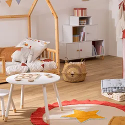 Cesto contenitore rotondo 35 cm leone intrecciato in giunco naturale - Kids