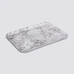 Vassoio 43x33 cm in melamina bianco effetto marmo con manici
