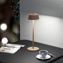 Lampada LED da tavolo portatile in alluminio terracotta - Daikiri