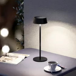 Lampada LED da tavolo portatile in alluminio nero - Daikiri