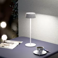 Lampada LED da tavolo portatile in alluminio bianco - Daikiri