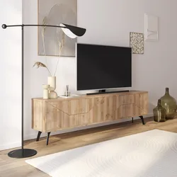 Mobile porta tv 180x50h cm rovere con disegni geometrici e 4 ante - Zakut