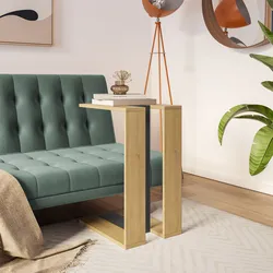 Tavolino 30x57h cm rovere e antracite con base portaoggetti - Azerg