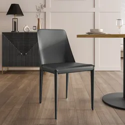 Sedia in similpelle antracite con gambe in metallo rivestite - Molving