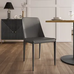 Sedia in similpelle grigio scuro con gambe in metallo rivestite - Molving