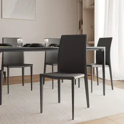 Sedia in similpelle grigio scuro con gambe in metallo rivestite - Manfredi