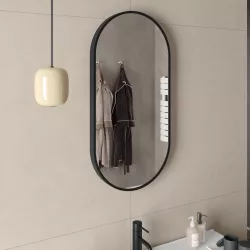 Specchio da bagno 40 x 80 cm reversibile nero opaco - Finley