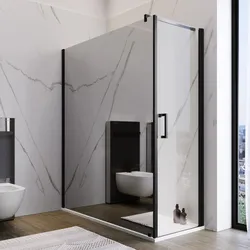 Box doccia 160X80 cm lato fisso specchiato con battente e profilo nero 200h - Artego Duo