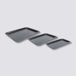 Set 3 teglie in acciaio grigio scuro di misure diverse