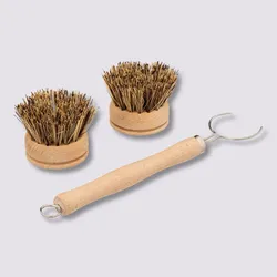 Spazzola per piatti 23h cm in legno naturale e fibra di cocco con ricambio