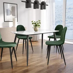 Tavolo 140x80 cm con piano in ceramica effetto marmo bianco e gambe in metallo nero - Azure