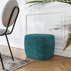 Pouf imbottito 41x38h cm in velluto blu petrolio - Drake