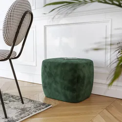 Pouf imbottito 41x38h cm in velluto verde bosco - Drake