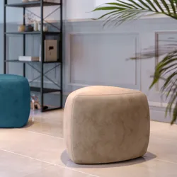 Pouf triangolare 43 cm in velluto tortora imbottito - Joyner