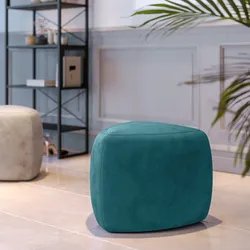 Pouf triangolare 43 cm in velluto blu petrolio imbottito - Joyner