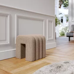 Pouf 38x40 cm design ad arco in tessuto micro teddy tortora - Rudy