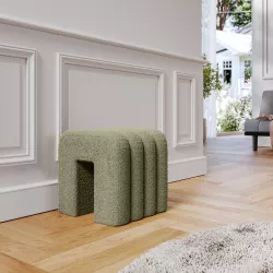 Pouf 38x40 cm design ad arco in tessuto micro teddy verde - Rudy