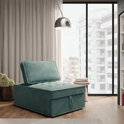 Poltrona letto in velluto a coste verde profondità dello schienale traslante - Brighton