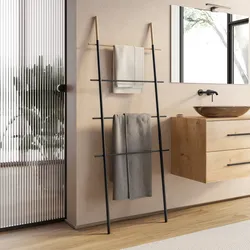 Scala porta salviette da parete 170 h cm in metallo nero e legno di pino - Pluma